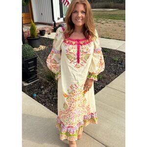 FARM RIO NWT Anthropologie Printed Linen Blend Dress Size XS